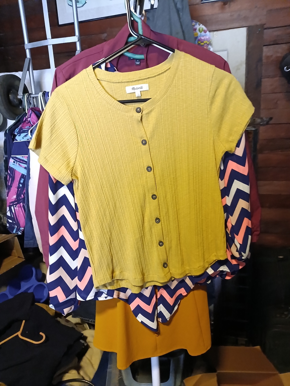 Madewell Mustard Yellow Ribbed Button-Front Kids Top